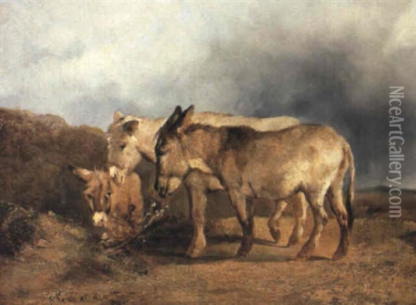 Three Donkeys On Hampstead Heath Oil Painting - Sir Edwin Henry Landseer