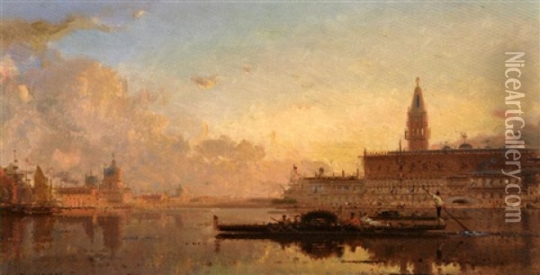 Voilier Sur Le Grand Canal A Venise Oil Painting - Henri Duvieux