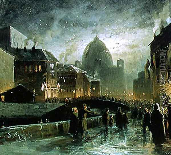Illuminations in St. Petersburg, 1869 Oil Painting - Fedor Aleksandrovich Vasiliev