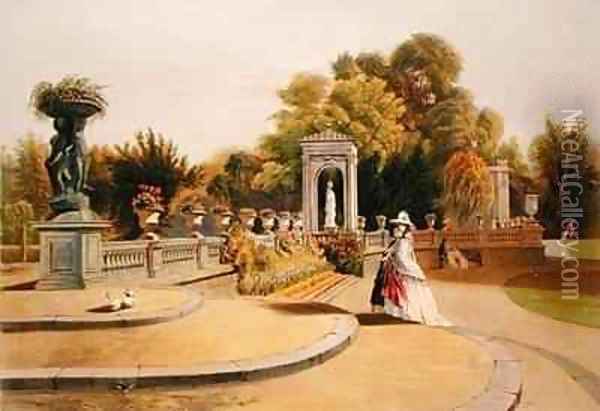 The Terrace, Trentham Hall Gardens Oil Painting - E. Adveno Brooke