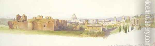 The Baths of Caracalla and St Peters from Porta Latina Rome Oil Painting - Harry John Johnson
