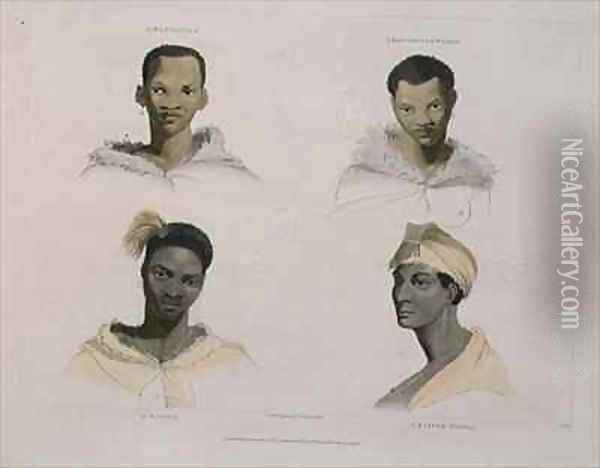 A Hottentot a Hottentot Woman a Kaffre a Kaffre Woman four head and shoulder vignettes Oil Painting - Samuel Daniell