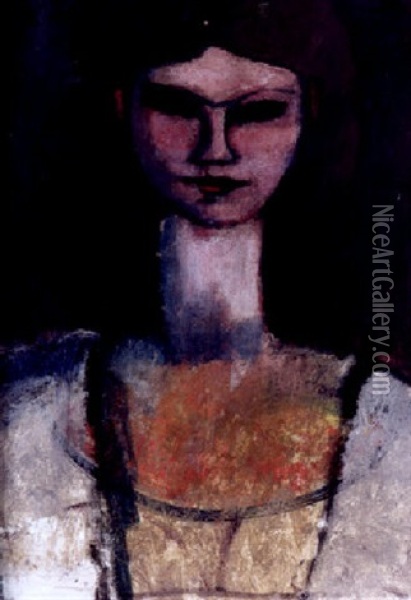 Buste De Jeune Femme Oil Painting - Amedeo Modigliani