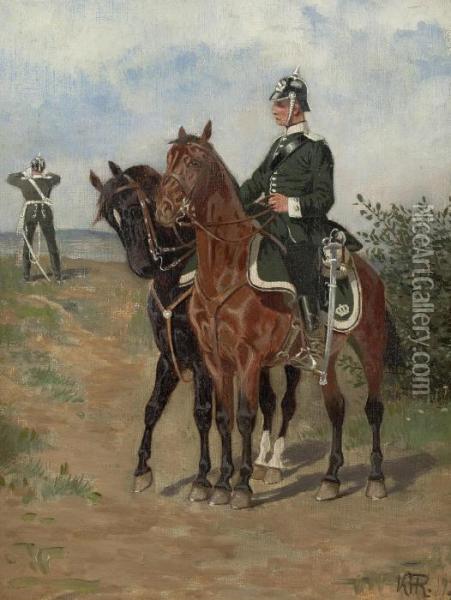 Prussian Cavalryman Oil Painting - Karl Frederik Hansen-Reistrup