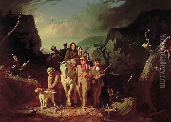 Daniel Boone escorting settlers through the Cumberland Gap, 1851-52 Oil Painting - George Caleb Bingham