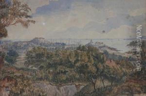A View Of St.peter Port From The Countryside Oil Painting - Paul Jacob Naftel