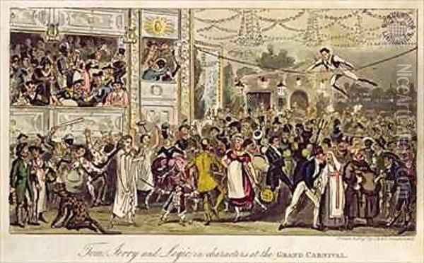 Tom Jerry and Logic in Characters at the Grand Carnival Oil Painting - I. Robert and George Cruikshank