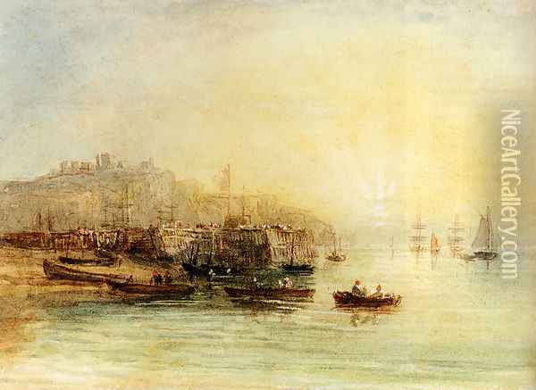 Fishing Boats at Dover Oil Painting - David Cox