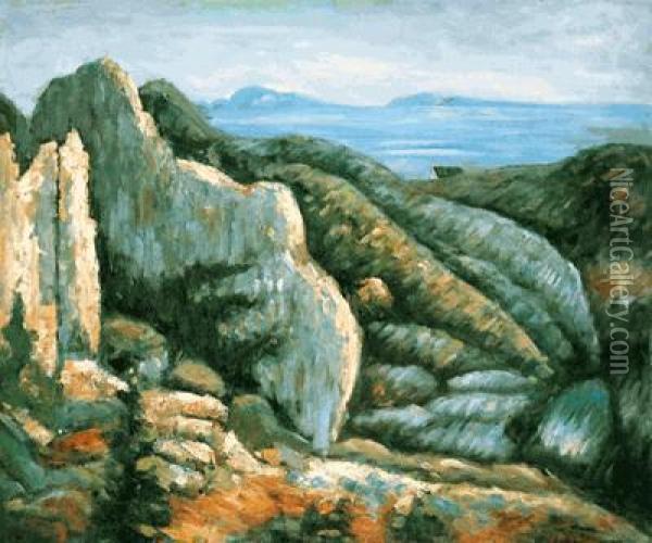 Rocks Near L'estaque Oil Painting - Paul Cezanne
