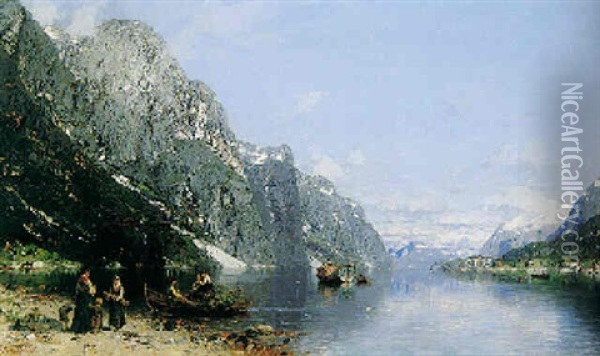 The Sognefjord Oil Painting - Georg Anton Rasmussen