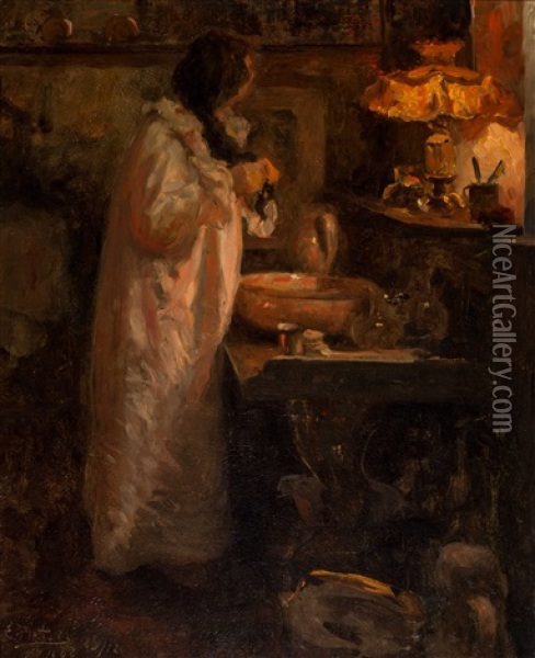 Lady In Boudoir Oil Painting - Evert Pieters