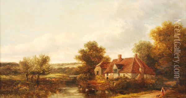 Riverside Cottage Oil Painting - Adam Barland