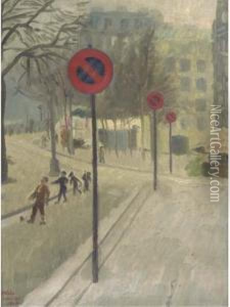 A Boulevard In Paris Oil Painting - Hilda Carline