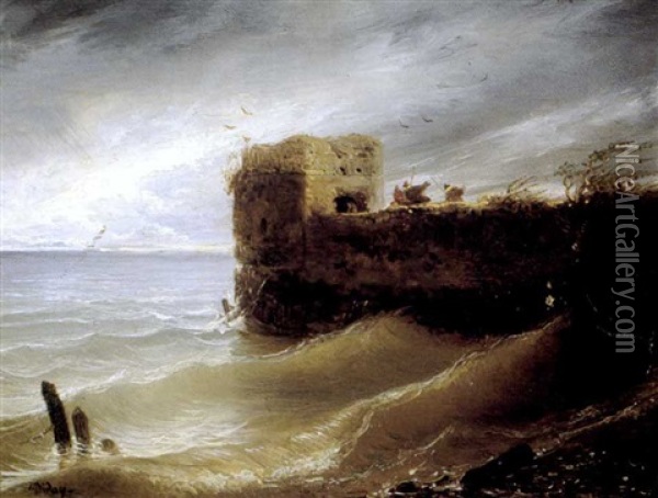 Scene De Tempete En Bord De Mer Oil Painting - Francois Diday
