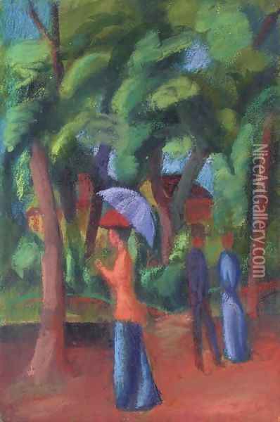 Spaziergang im Park Oil Painting - August Macke