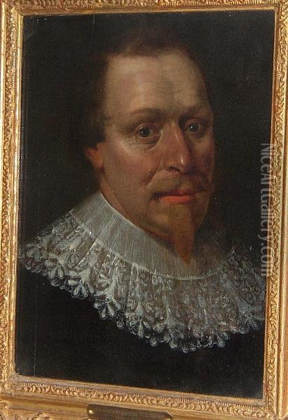 Portrait Of A Gentleman, Head Study, Wearing A Ruff Oil Painting - Cornelis Ketel