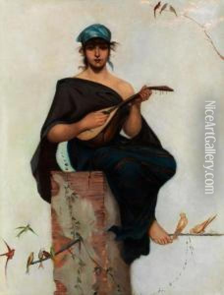 Die Mandolinenspielerin Oil Painting - Frederick Hendrik Kaemmerer
