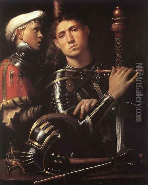 Warrior with Equerry 1518-22 Oil Painting - Paolo Cavazzola