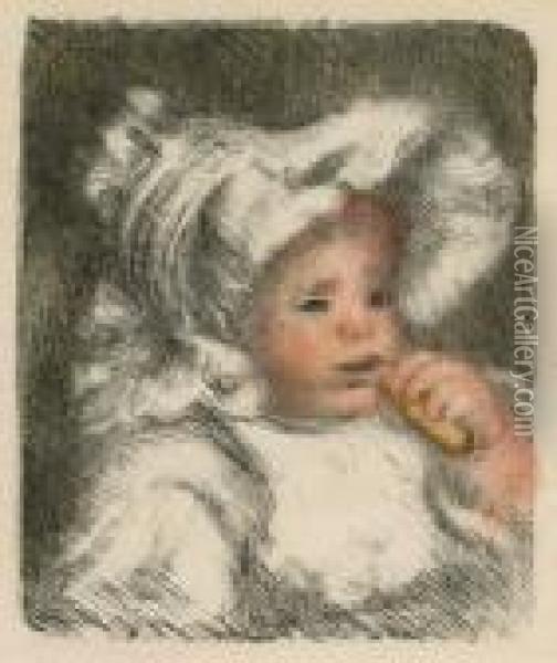 L'enfant Au Biscuit (jean Renoir) (d.; S. 31) Oil Painting - Pierre Auguste Renoir