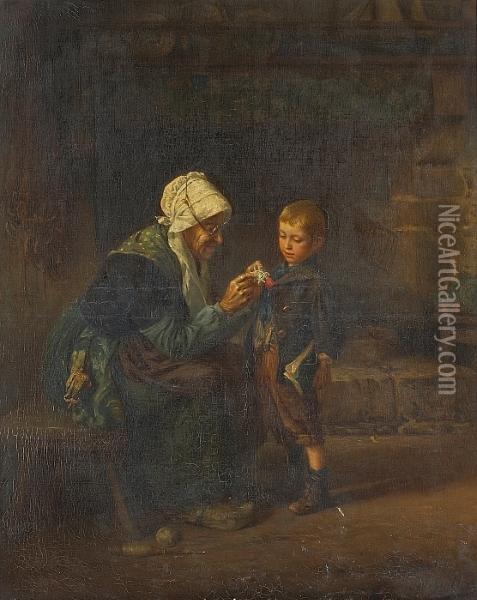 The Proud Little Warrior Oil Painting - Alfred Guillou