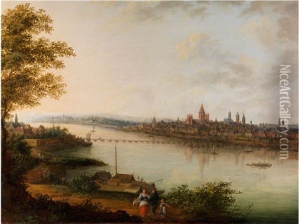 Stadtansicht Von Mainz Am Rhein Oil Painting - Franz Ludwig Kesselstadt