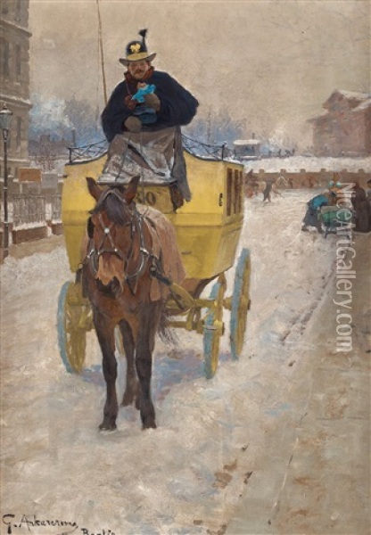 Mail Coachman, Berlin Oil Painting - Stan Gustaf Herman Ankarcrona
