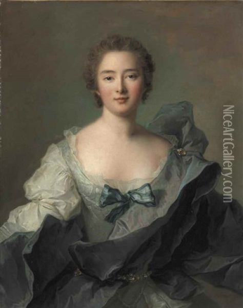 Portrait Of The Marquise De Pleumartin, Nee Anne Le Lay De Villemare Oil Painting - Jean Marc Nattier