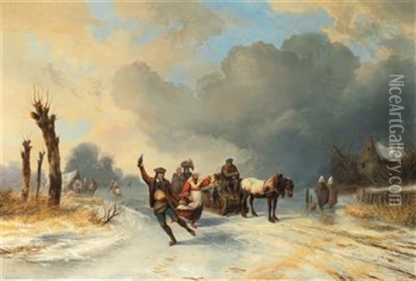 Winter Pleasures Oil Painting - August Richard Zimmermann