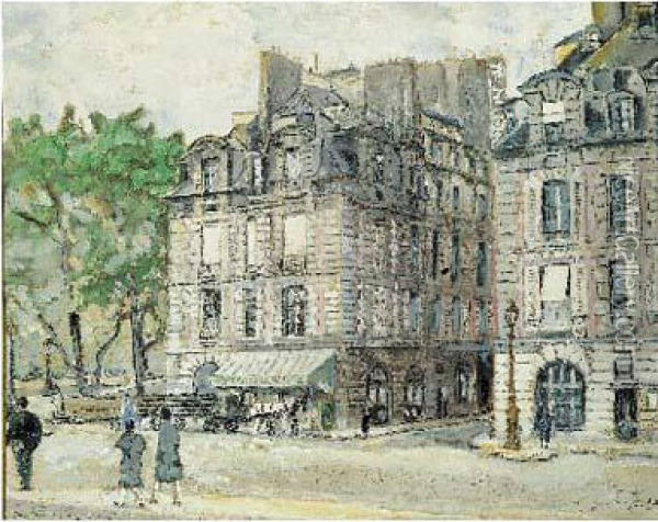 Promeneurs Pres De La Place Dauphine Oil Painting - Max Jacob