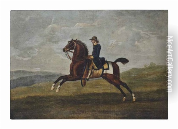 The Duke Of Devonshire's Flying Childers, Groom Up, In A Landscape Oil Painting - Francis Sartorius the Elder