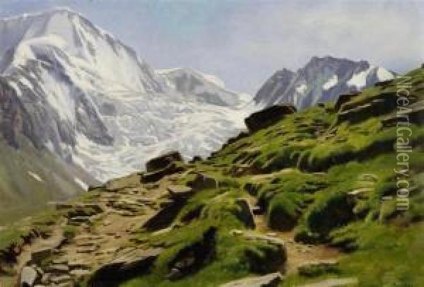 Glacier Landscape In The Valais Oil Painting - Albert Lugardon