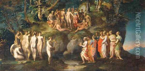 The Contest of the Pierides Oil Painting - Rosso Fiorentino (Giovan Battista di Jacopo)