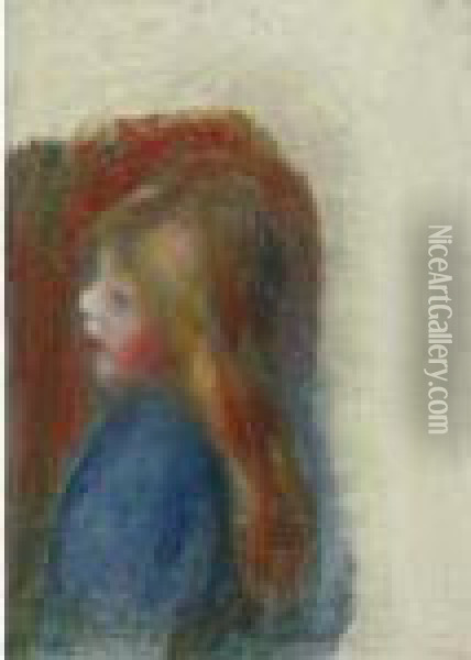 Enfant De Profil Oil Painting - Pierre Auguste Renoir