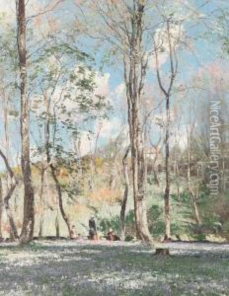 Children In A Wooded Glade Oil Painting - William Page Atkinson Wells