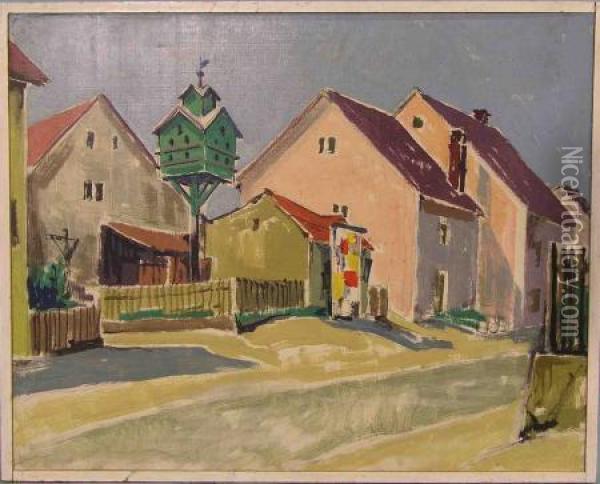 Dorfstrase Mit Taubenschlag Oil Painting - Georg Jacob Lang
