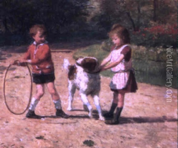 Enfants Au Parc Oil Painting - Victor Gabriel Gilbert