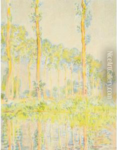 Les Peupliers Oil Painting - Claude Oscar Monet