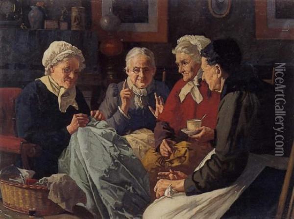 The Gossips Oil Painting - Louis Charles Moeller