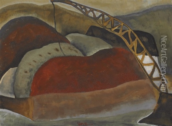 Cinder Barge And Derrick Oil Painting - Arthur Dove