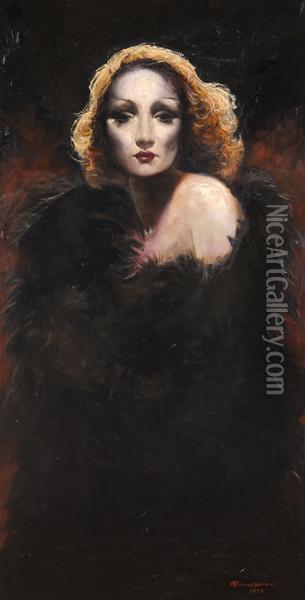 Ritratto Di Marlene Dietrich Oil Painting - Giuseppe Amisani