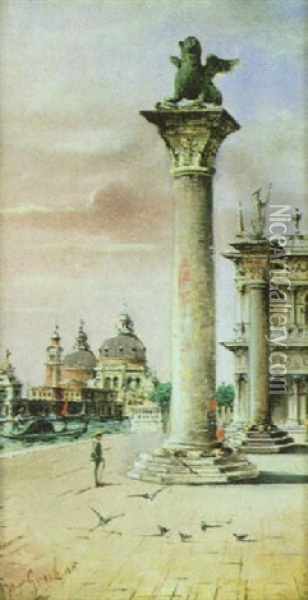 Blick Von Der Piazetta Auf Die Salutekirche In Venedig Oil Painting - Marco Grubas