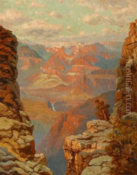 Grand Canyon View From Rim Oil Painting - Richard Dey de Ribcowsky
