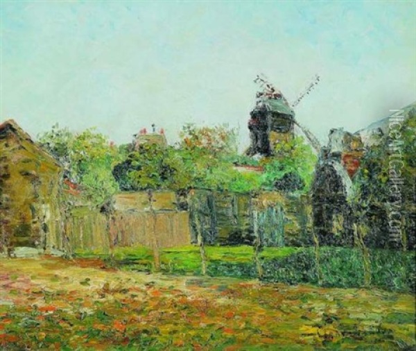 Le Moulin De La Galette A Montmartre Oil Painting - Adolphe Clary-Baroux
