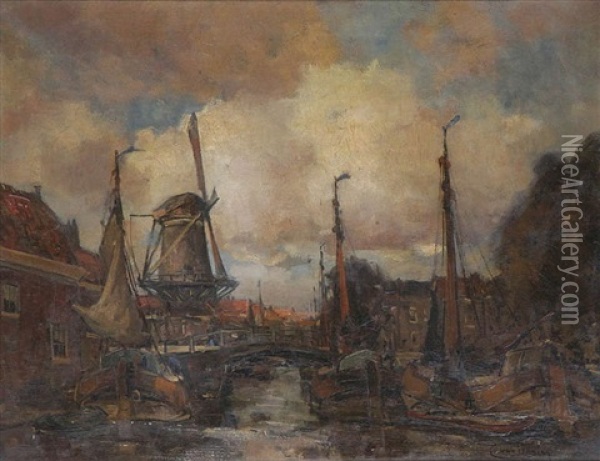 Hollands Kanaalgezichtje Oil Painting - Kees Van Waning