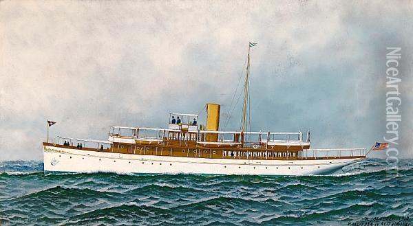 The American Steam Yacht Cristina At Sea Oil Painting - Antonio Nicolo Gasparo Jacobsen