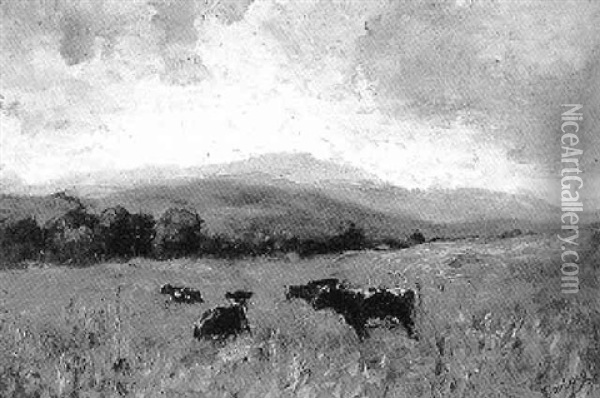 Landscape With Bovines Oil Painting - Charles Francois Daubigny