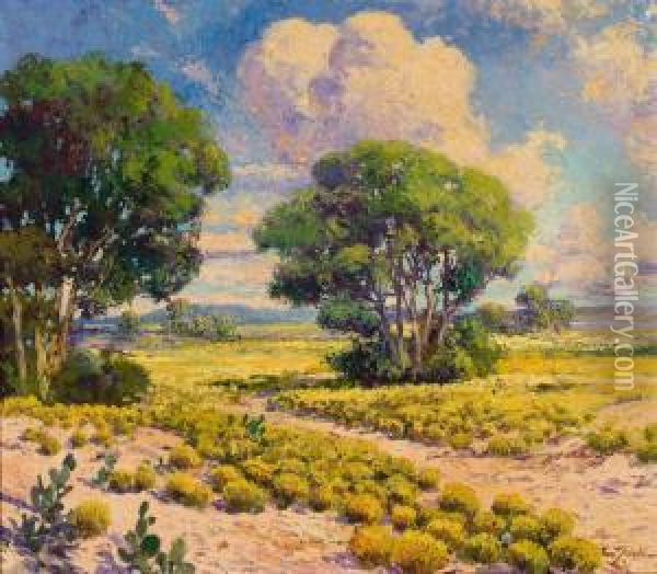 Landscape With Cactus And Trees Oil Painting - Franz S. Frank Strahalm /