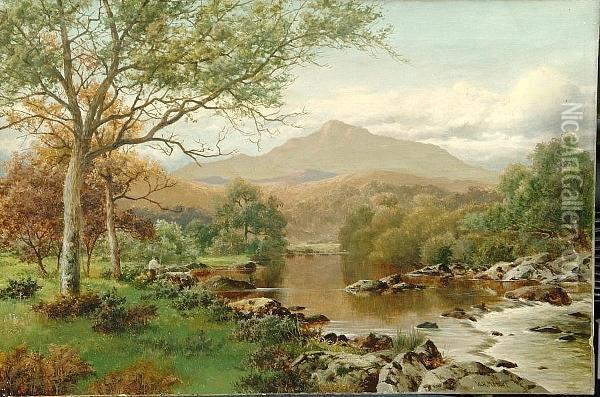 On The River Llugury, North Wales Oil Painting - William Henry Charles Groome