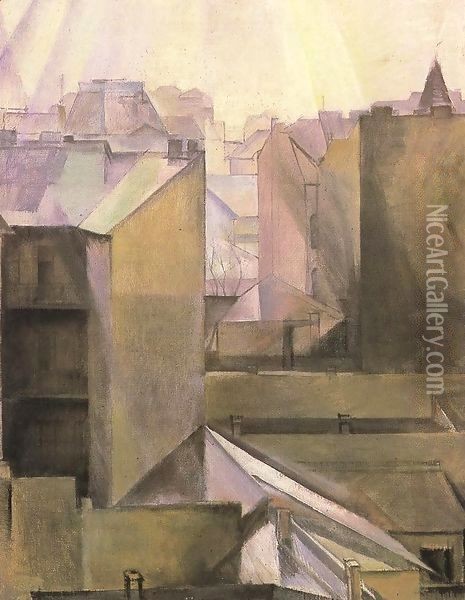 Walls in Buda 1920 Oil Painting - Hugo Scheiber