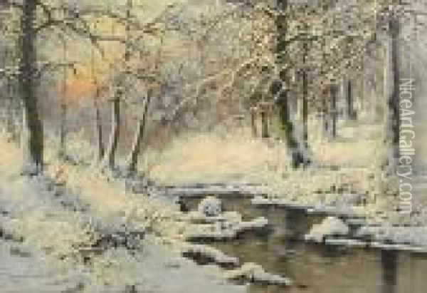 A Winter Wonderland Oil Painting - Antal Neogrady